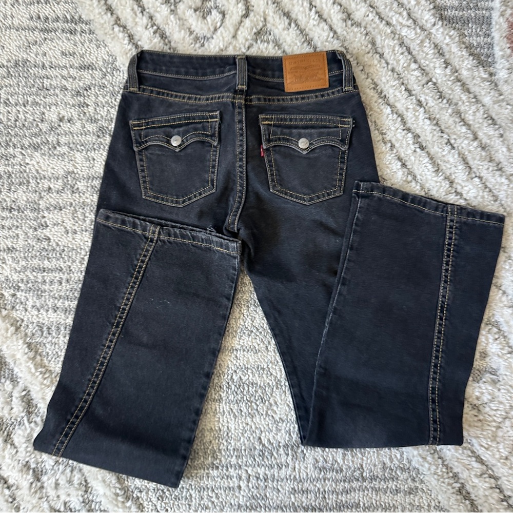 Levi’s Noughties Low Rise Bootcut Jeans Black Distressed Button Flap Pockets - Picture 10 of 15